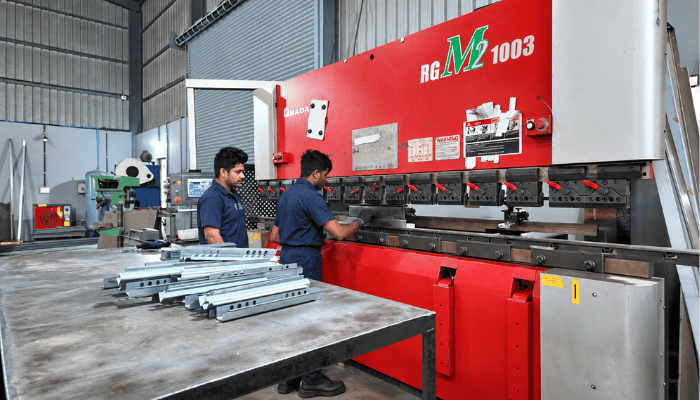 Press brake forming elevator components