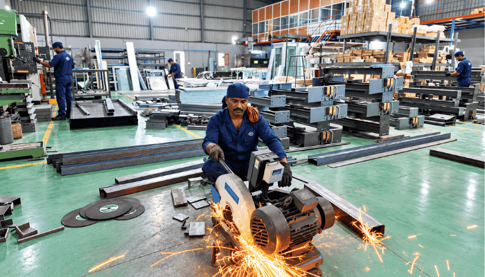Cutting structural sections for elevator frames