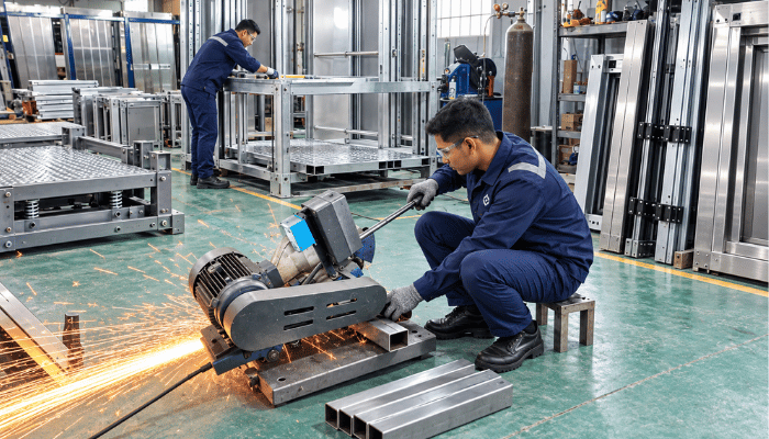 Cutting square tube for elevator frames
