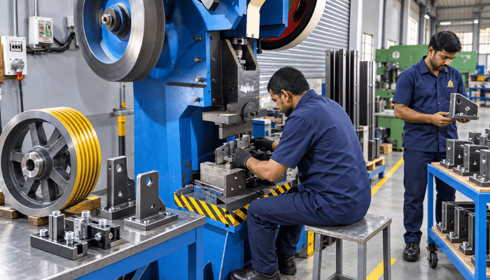 Power press forming bracket components