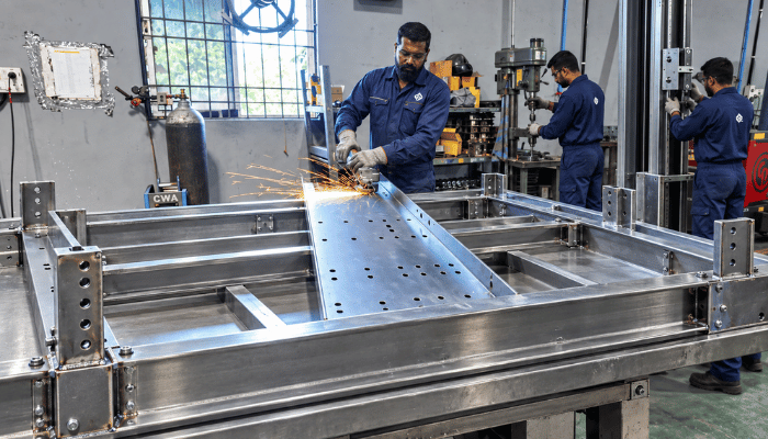 Welding an elevator frame assembly